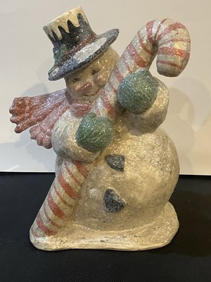 Ragon House Vintage Style Large 14  Snowman w/Candy Cane