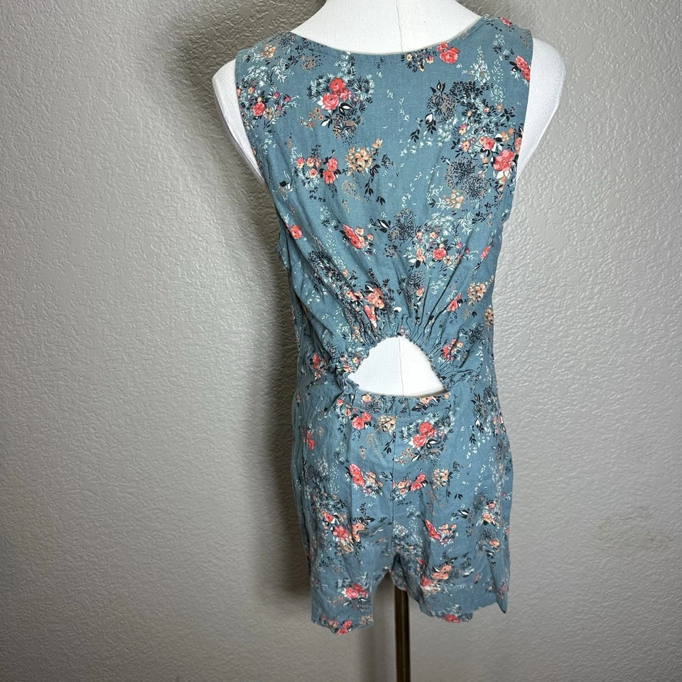 Urban Outfitters Kimchi Azul Mujer Lauren Lino Floral Mono Una Pieza Talla S Foto 3 de 4
