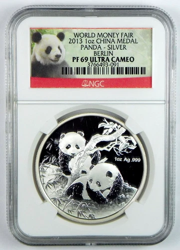 2013 Chinese Panda 1 Oz .999 Fine Silver Medal - NGC PF 69 UC - WMF Berlin