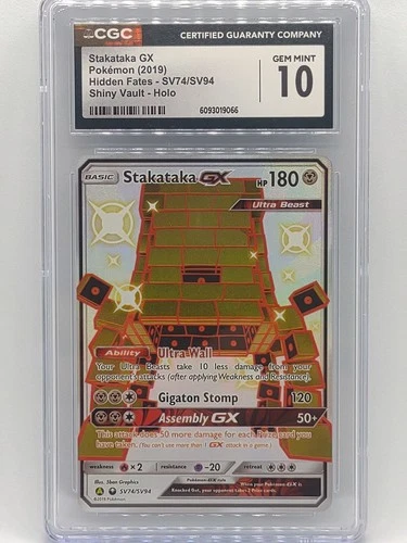 Pokemon 2019 Hidden Fates Stakataka GX SV74/SV94 Shiny Vault CGC 10 Gem Mint