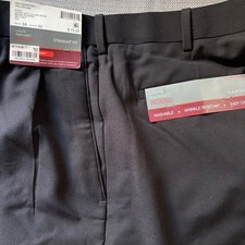 Louis Raphael Rosso Mens Black Pleated Straight Fit Dress Pants 38x30 NWT