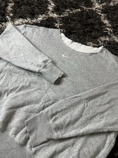 Vintage 90s Nike Center Swoosh Crewneck Sweatshirt Grey Size XL Raw Cut Collar