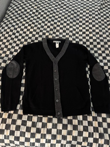 Bonpoint Boys Black Gray Wool Sweater Cardigan Size 10