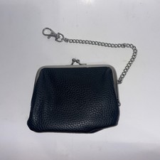 Double Layer Coin Purse for Women Lady Black PU Leather Kiss-lock Mini Wallet...
