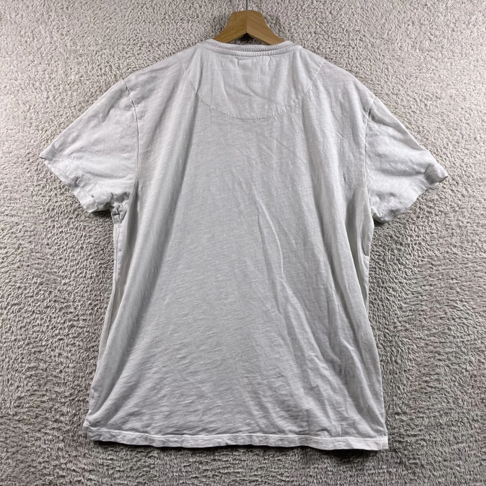 Camiseta Orlebar Marrón Para Hombre Talla XL Blanca Algodón Cuello Redondo Bolsillo Camiseta Informal Slub Foto 2 de 4