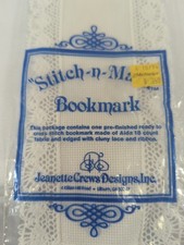 Stitch N Mark Bookmark Jeanette Crews White 18ct Aida Lace Counted Cross Stitch