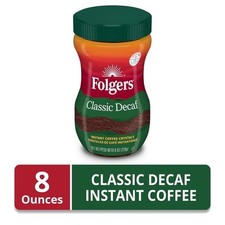 Folgers Classic Decaf Instant Coffee, 8 oz Jar FRESH