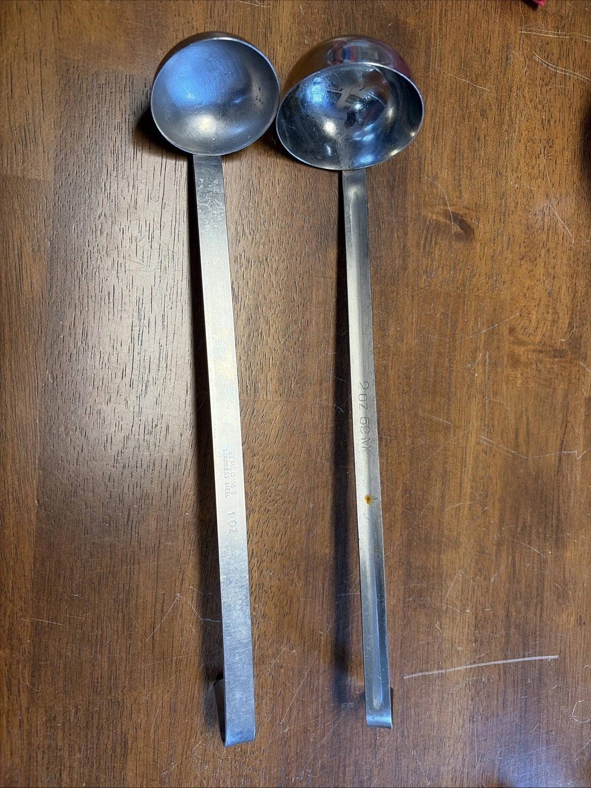 Vintage 2 Stainless Steel Ladles 2oz 59ml & Gemco 1oz Soup Sauce Hanging 11.5”
Opens in a new window