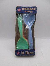 Vtg Holiday House Ornamented Party Ware Spoons, Animal Tops, Partial Box/Opened