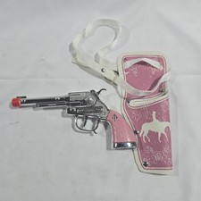 Halco Hubley Pink Grip Handle Cowgirl Pistol Six Shooter Toy Cap Gun W/ Holster