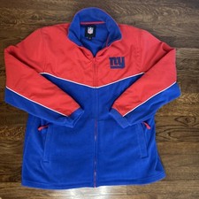 VTG NEW YORK GIANTS NFL TEAM APPAREL FULL ZIP FLEECE JACKET Blue Red Medium