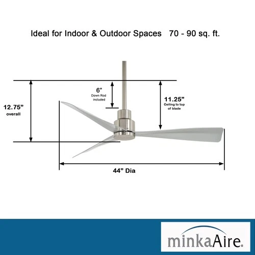 Minka Aire Simple 44"  - Silver 3-Blade Remote Control - Picture 5 of 7
