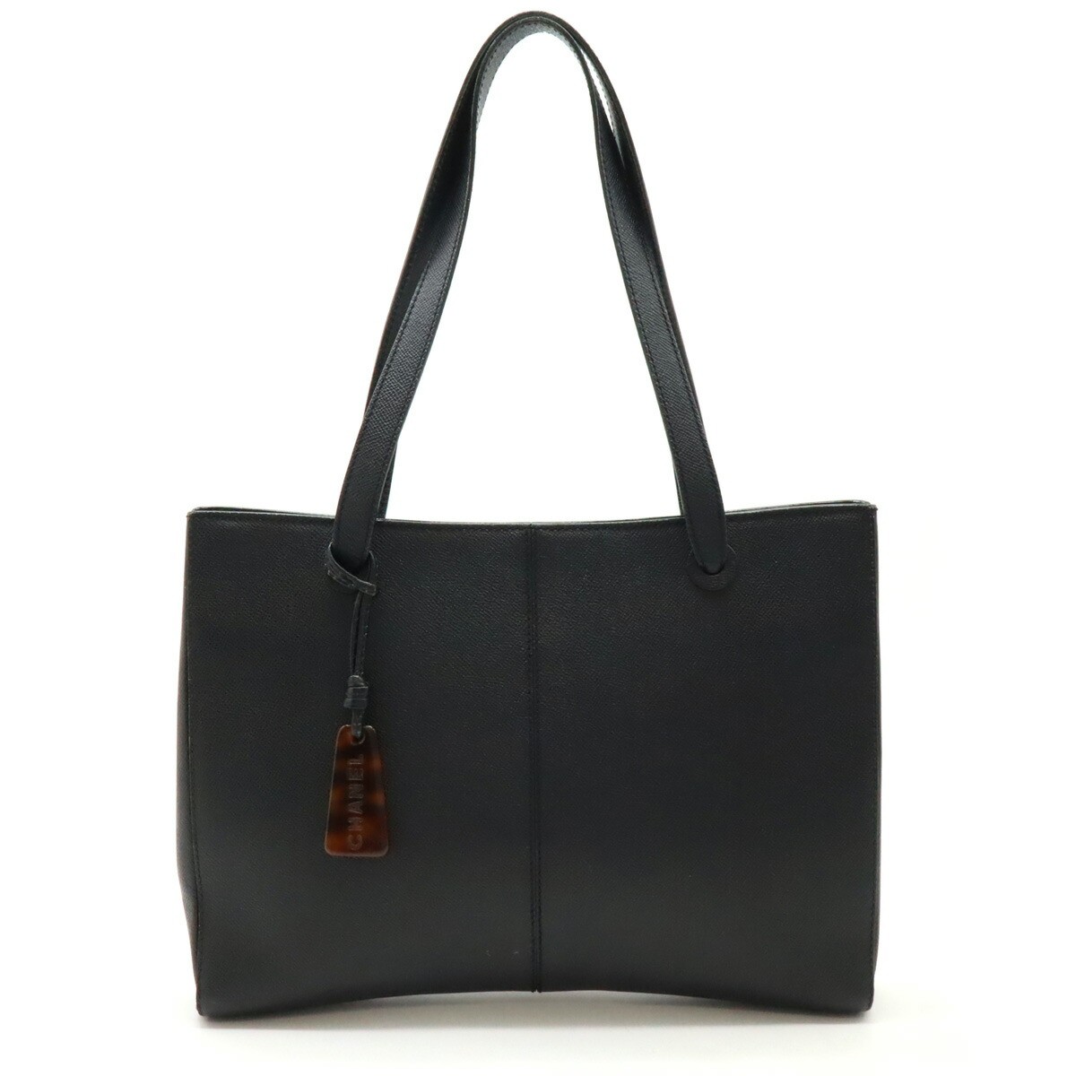 Chanel Coco Mark Tote Bag Shoulder Leather Black Used