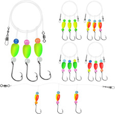 Pompano Rigs for Surf Fishing, 5/10 PCS Pre-Tied Saltwater Fishing Rigs with Tri