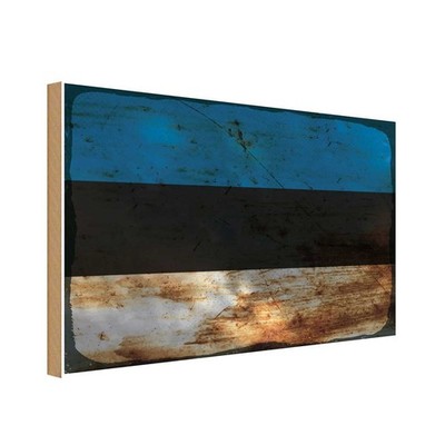 Holzschild 12x18 cm Estland Estonia Rost Flagge Fahne Wappen Deko Geschenk Holz 