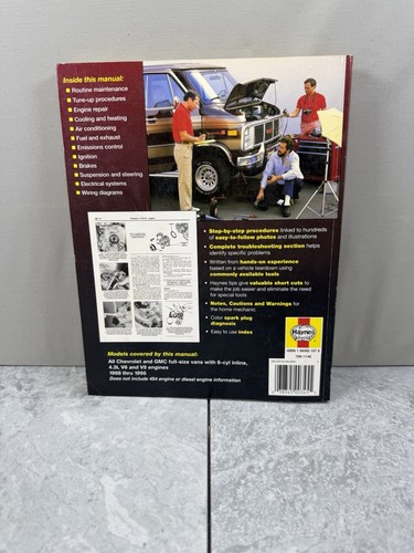 Haynes Chevrolet & GMC Full Size Vans 1968 thru 1996 Repair Manual Gas Eng 24080 - Picture 3 of 6