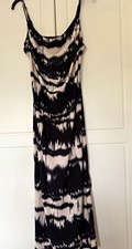Peacocks Black & White Abstract Cowl Neck Strappy Slip Midi Dress Size 12