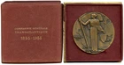 FRANCE 1955 TRANSATLANTIC COMPANY ART DECO BRONZE CASED MEDAL BY RENARD 68MM