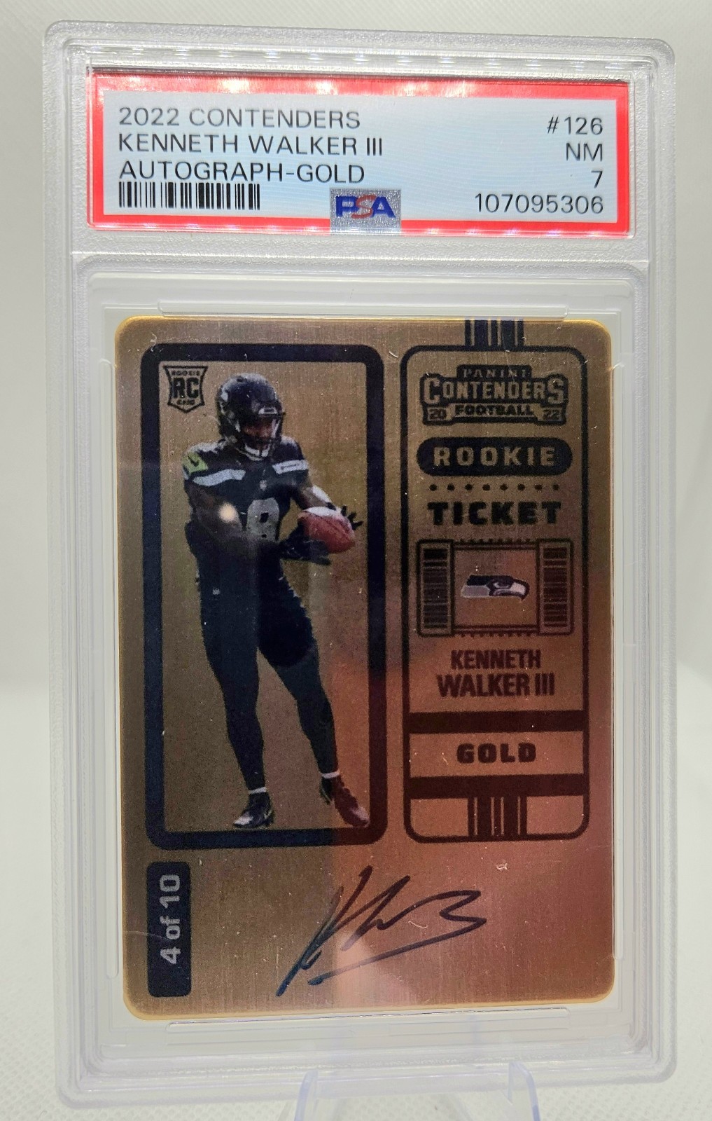 2022 Contenders GOLD TICKET KENNETH WALKER III RC Rookie ON CARD AUTO /10 SSP