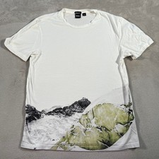 Hugo Boss Pima Cotton Mountain Graphic T-Shirt White Short Sleeve Men's Medium