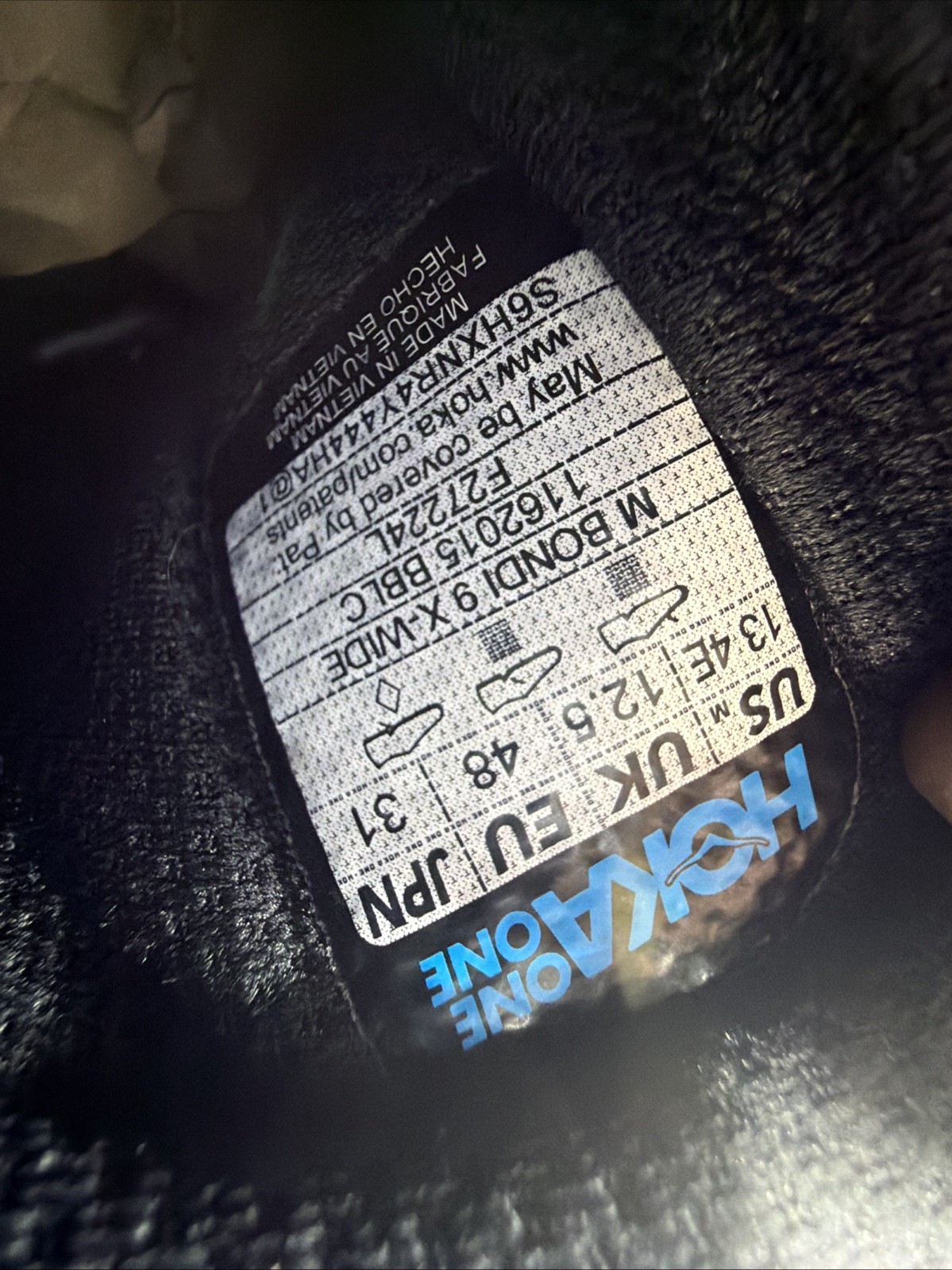 HOKA Bondi 9 Triple Black  mens Size 13 4E - X-wide- Hoka One One Good Cond thumbnail 14