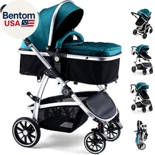 Baby Stroller, 2-In-1 Reversible Toddler Seat with Bassinet Mode, Foldable Infan