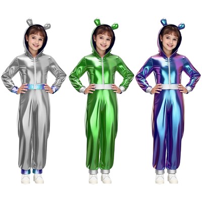Kids Girls Jumpsuit Events Costume Show Bodysuit School Halloween Fancy Dress