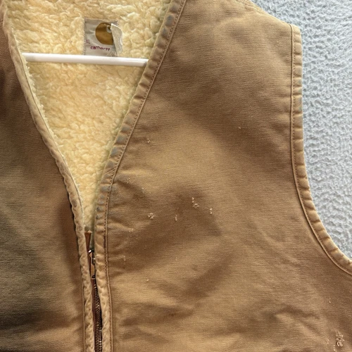 Chaleco Carhartt De Colección Para Hombres XL Lona Tostada Forrado Sherpa Ropa de Trabajo Tareas de Granero Años 90 - Imagen 11 de 14