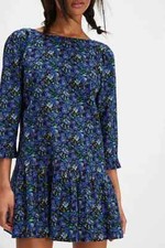 Free People The Avenue Mini Dress Floral Printed Ruffle Cutout Scoop Neck S NWT