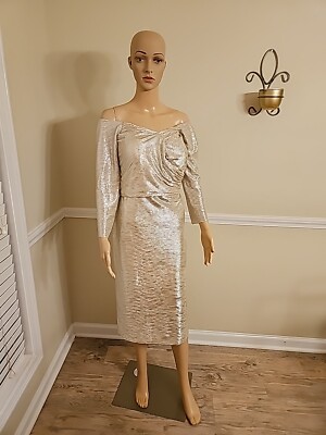 knee length dresses for ladies Champagne Metallic Foil Mini Dress main image 0