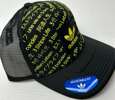 Adidas 3 Stripe Life Recoded Beam Trucker Mesh Cap Hat Black