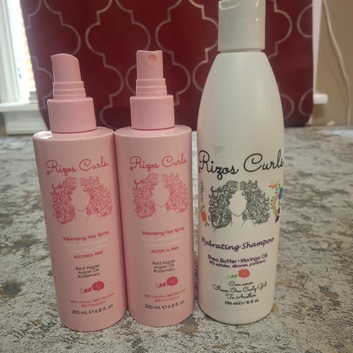 Rizos Curls Hydrating Shampoo 10 oz w/ Volumizing Hair Spray 6.8 oz 2-Pack