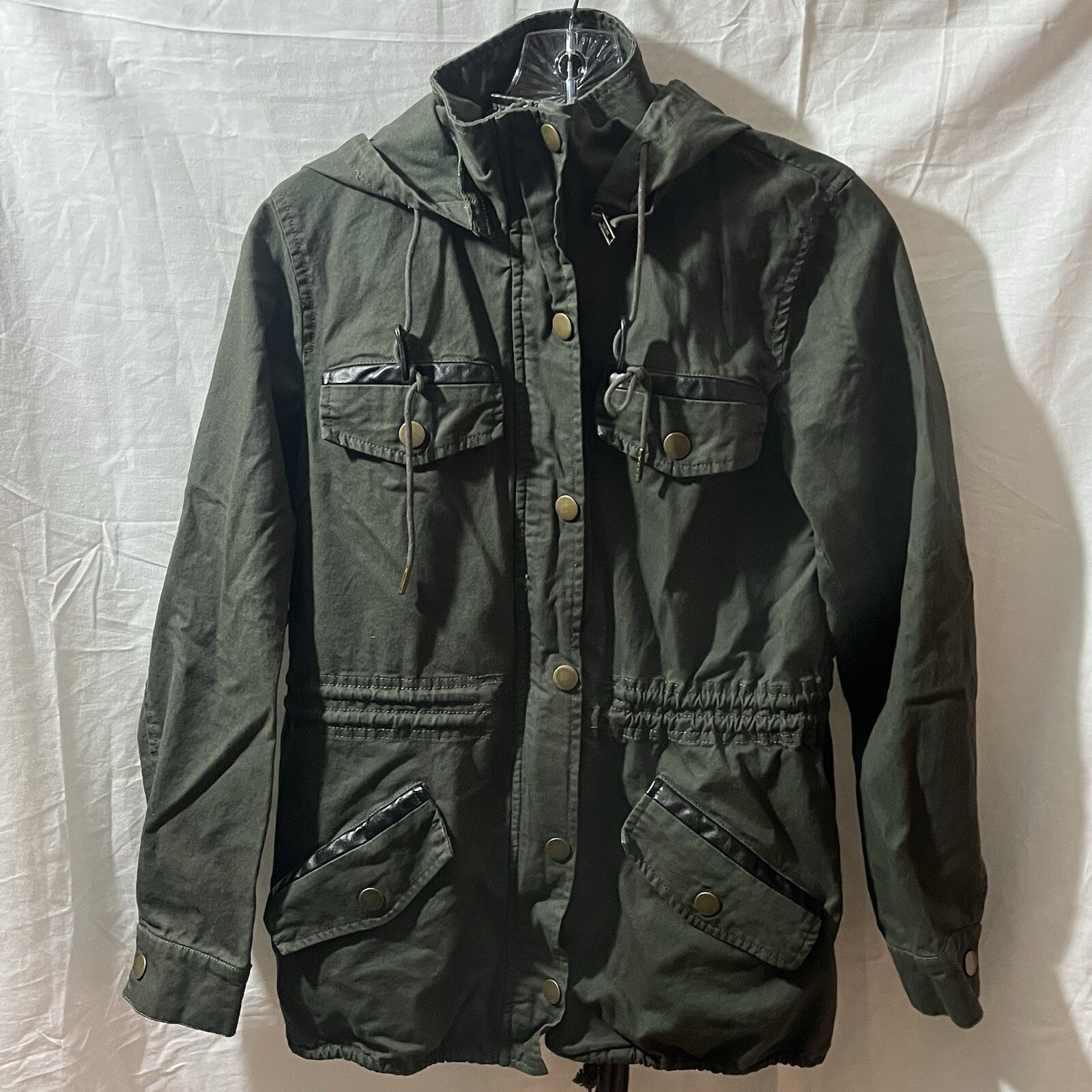 Pixley Womens X-Small Olive Green Button Front Jacket