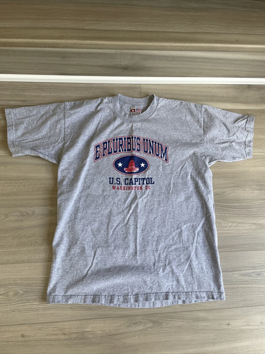 Bayside Heavyweight Cotton T Shirt Made In USA Sz XL E Pluribus Unum DC Capitol