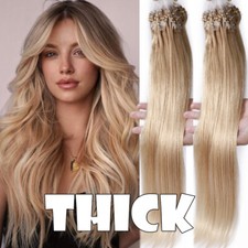 Thick Micro Ring Loop Tip Remy Human Hair Extensions Silicone Micro Beads ASP 20