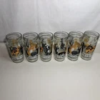 6 Vintage  Cats on Fence w/Butterflies Drinking Glasses Anchor Hocking Jelly Jar