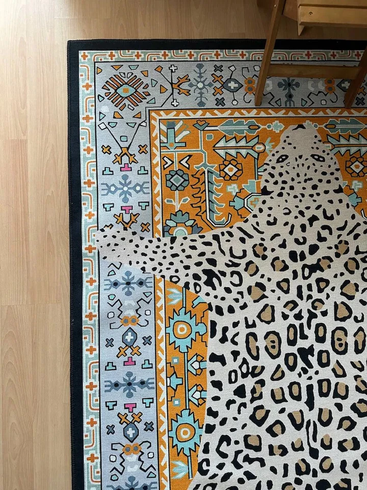 传统金色正品豹纹地毯手工塔夫特 Rus 套装客厅 — 第 3/4 张图片