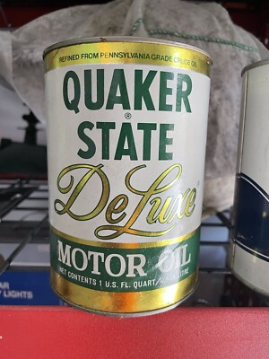Vintage Quaker State Deluxe Motor Oil Can 1 Quart - Full