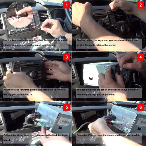 Juego de 4 piezas de herramientas de liberación de CD estéreo para radio de coche Pin Keys para Ford VW Audi - Imagen 3 de 9