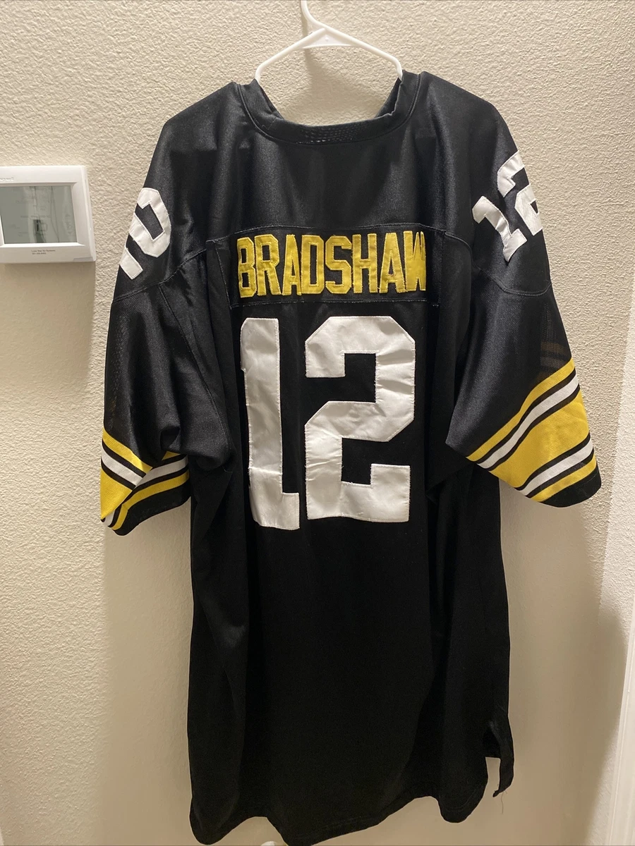 Steelers Terry Bradshaw #12 Men's Mitchell & Ness Authentic Home Jersey - 3XL