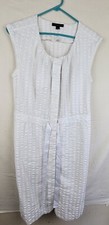 Tommy Hilfiger Woman's Cotton White Medium Sleeveless Belted Dress