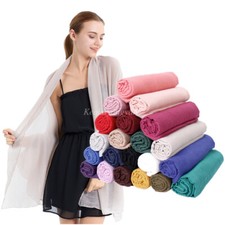 Ladies Plain Hijab - Shawl Headscarf Viscose Rayon Maxi Large Sarong Wrap Scarf