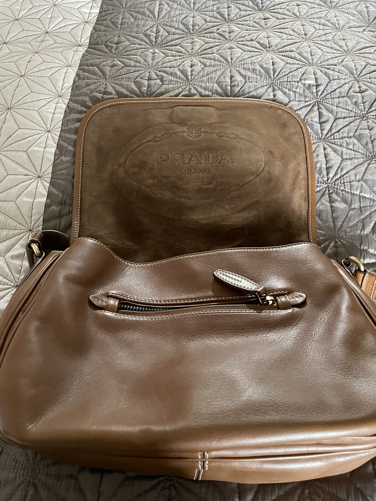 Prada MILANO tan,brown shoulder crossbody handbag  designer, women soft leather, image 9