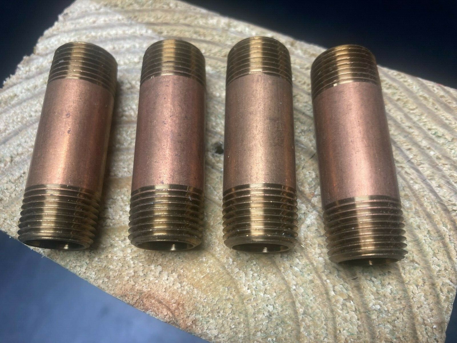 3/8'' npt x 2'' lg.  red brass pipe nipple    4pcs.