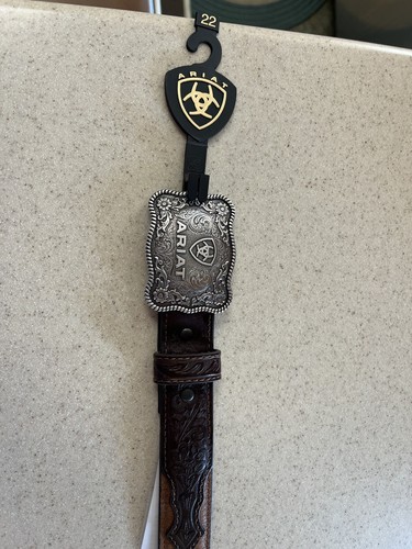 New Ariat Kid’s Tooled Western Belt with Removable Buckle - Picture 3 of 10