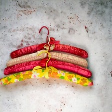 Satin Padded Hangers - Set of 4 - Hot Pink, Yellow Floral, Red White Polka dot