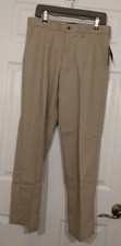Chaps Men's W32 X L30 Khaki Pants Classic Flat Front 100% Cotton Easy Care ☆ NWT