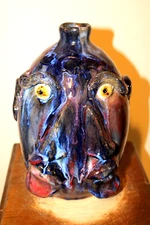 billy joe craven  ) pig face jug,  folk art  pottery 10 '' TALL  X 8'' WIDE