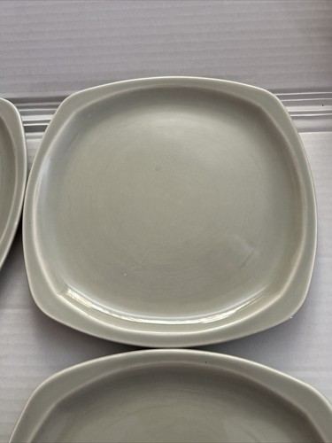 4 Paden City Pottery 9” Square Luncheon Plates Minion Gray Midcentury Exc. Cond. - Picture 12 of 17