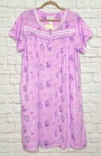 XL/1X/2X/3X New Lavender Purple Floral Print Stretchy Knit Nightgown Lace